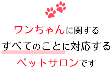 ワンちゃんに関するすべてのことに対応するペットサロンです